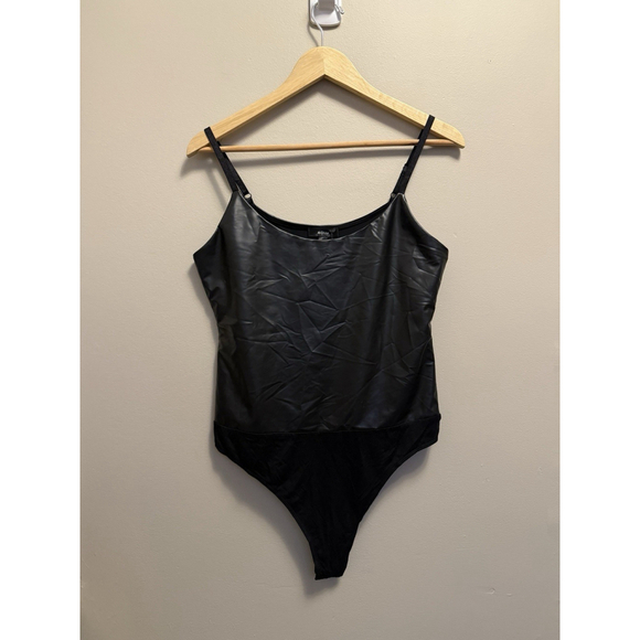 Aqua Tops - Aqua Bodysuit Black Faux Leather Cami Women’s Size Large New With tags